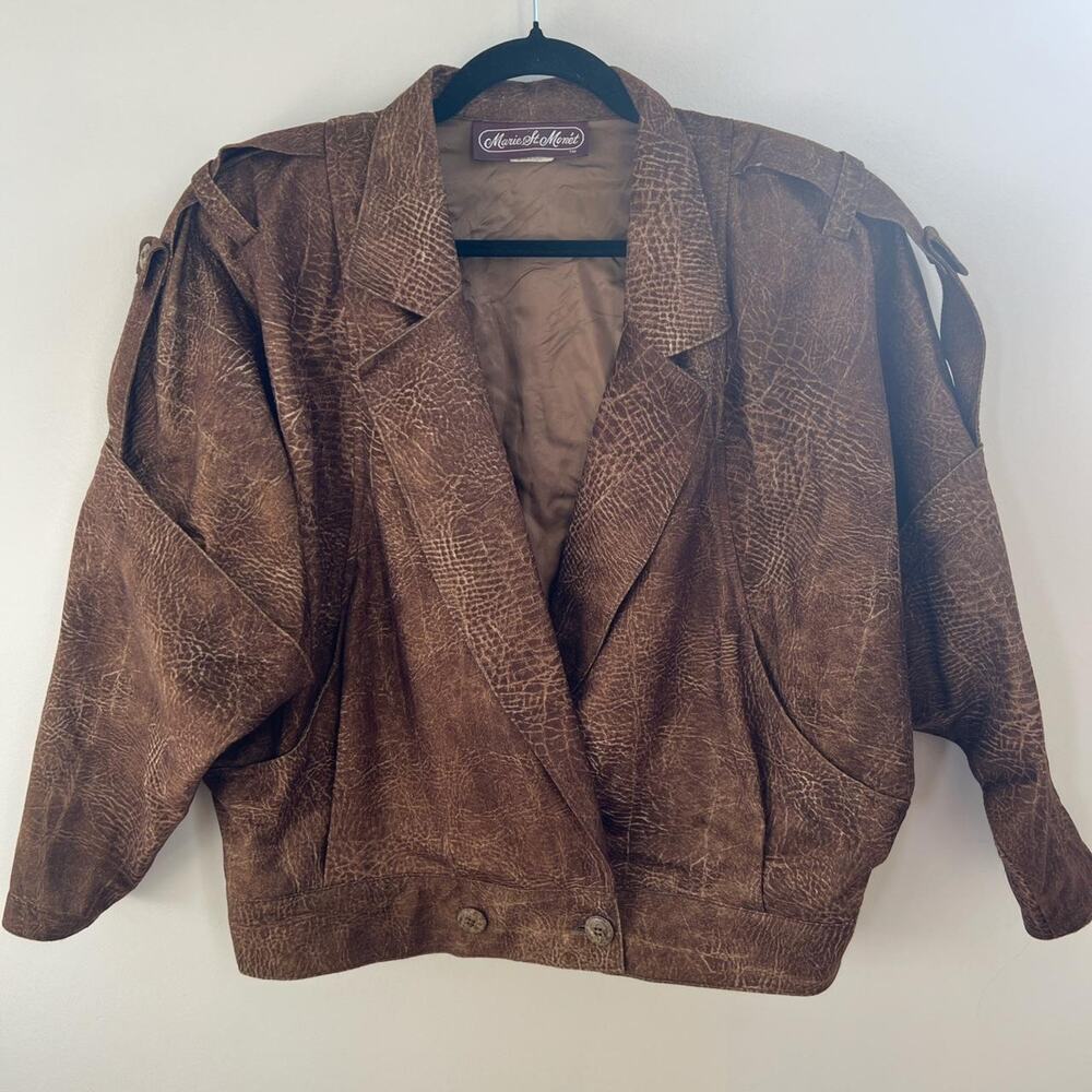 Brown vintage 80s jacket Top Gun by Marie St Monet size large
